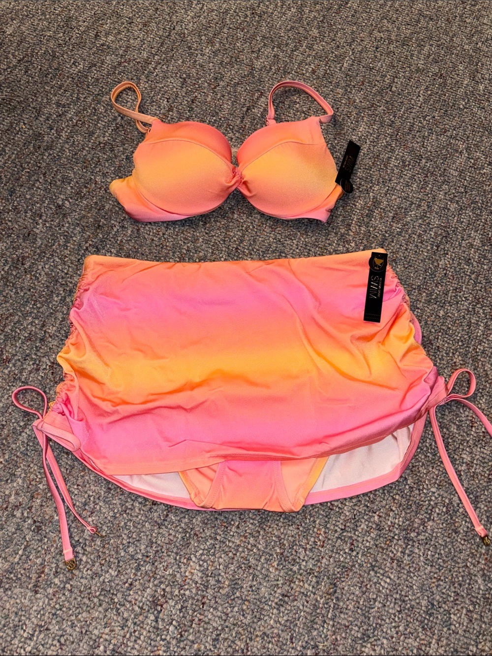 Victoria's Secret Pink and Orange Ombre Bikini Set with Skirt